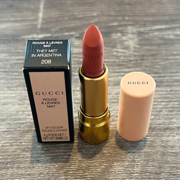 Gucci Other - New Gucci Lip Colour Rouge Lipstick Matte 1g in 208 They Met in Argentina